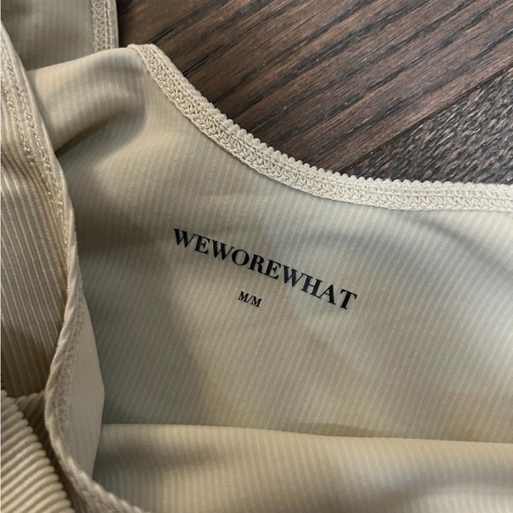 WeWoreWhat Belted Scoop Rib Knit Jumpsuit in beige size Medium - Picture 6 of 8